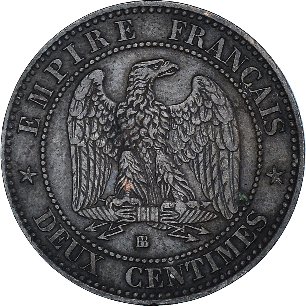 Coin, France, Napoleon III, 2 Centimes, 1854, Strasbourg, EF(40-45), Bronze
