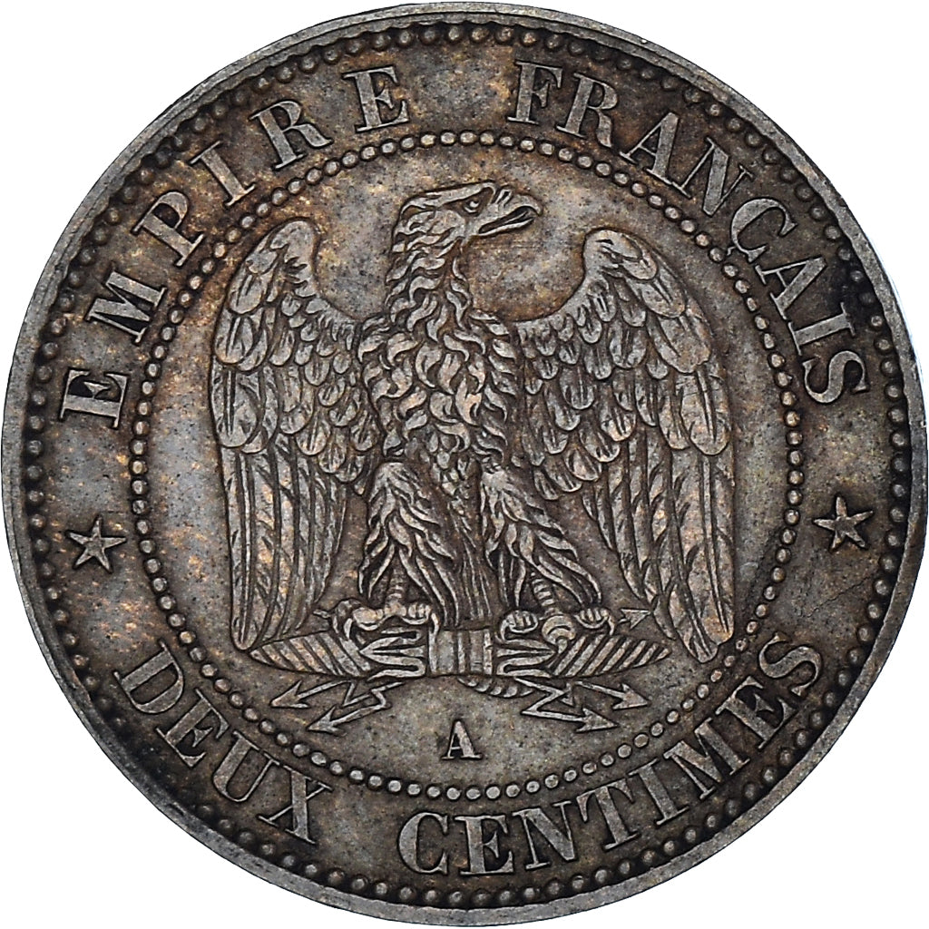 Moneda, Francia, Napoleon III, 2 Centimes, 1861, Paris, MBC, Bronce, Gadoury:104