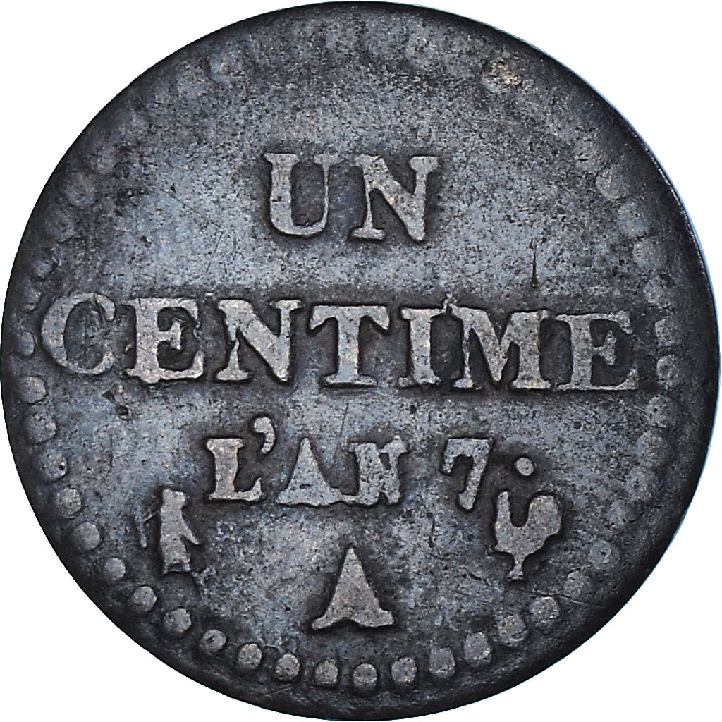 Moneta, Francia, Dupré, 1 Centime, AN 7, Paris, MB+, Bronzo, Gadoury:76