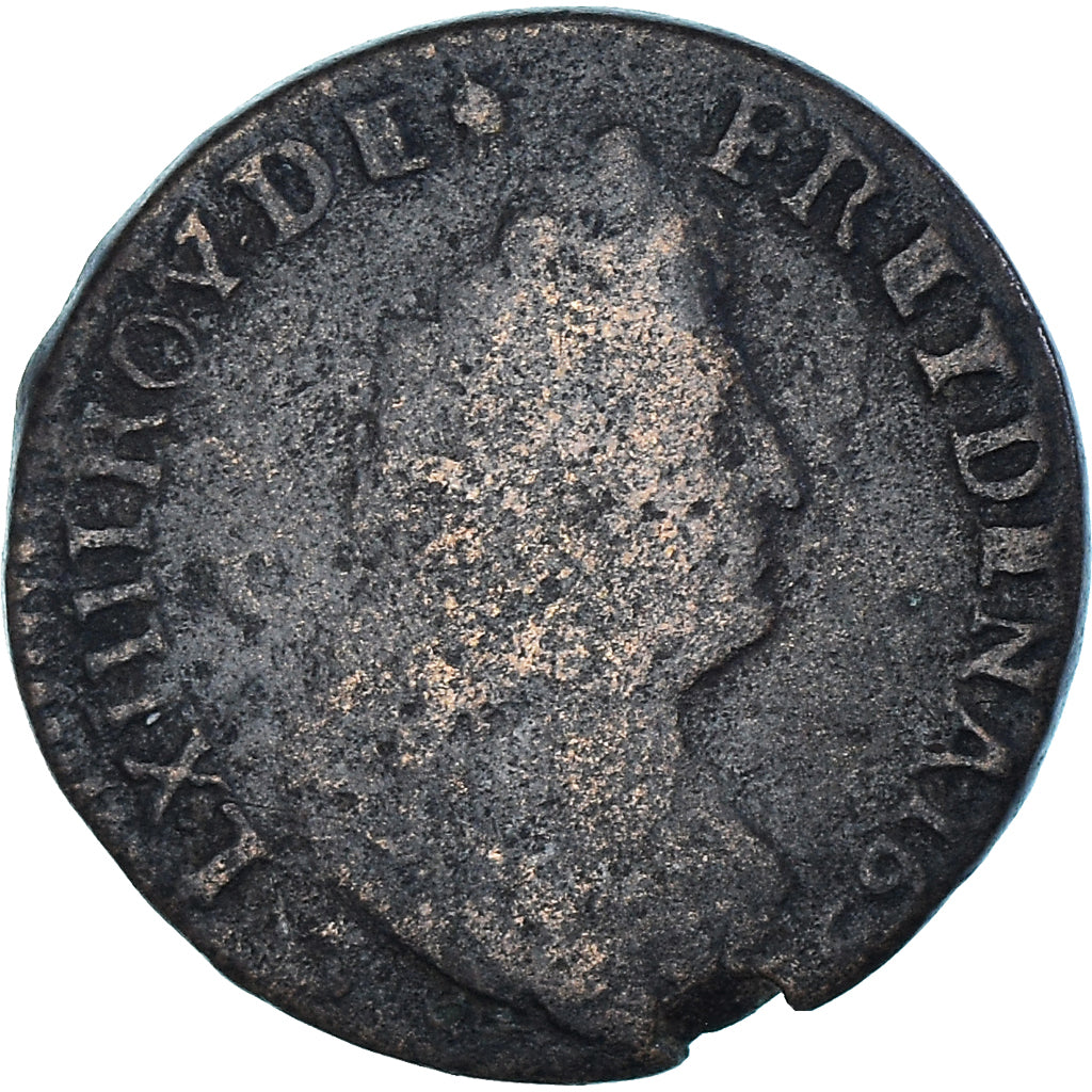 Moeda, França, Louis XIV, Liard de France, Uncertain date, Bayonne, F(12-15)