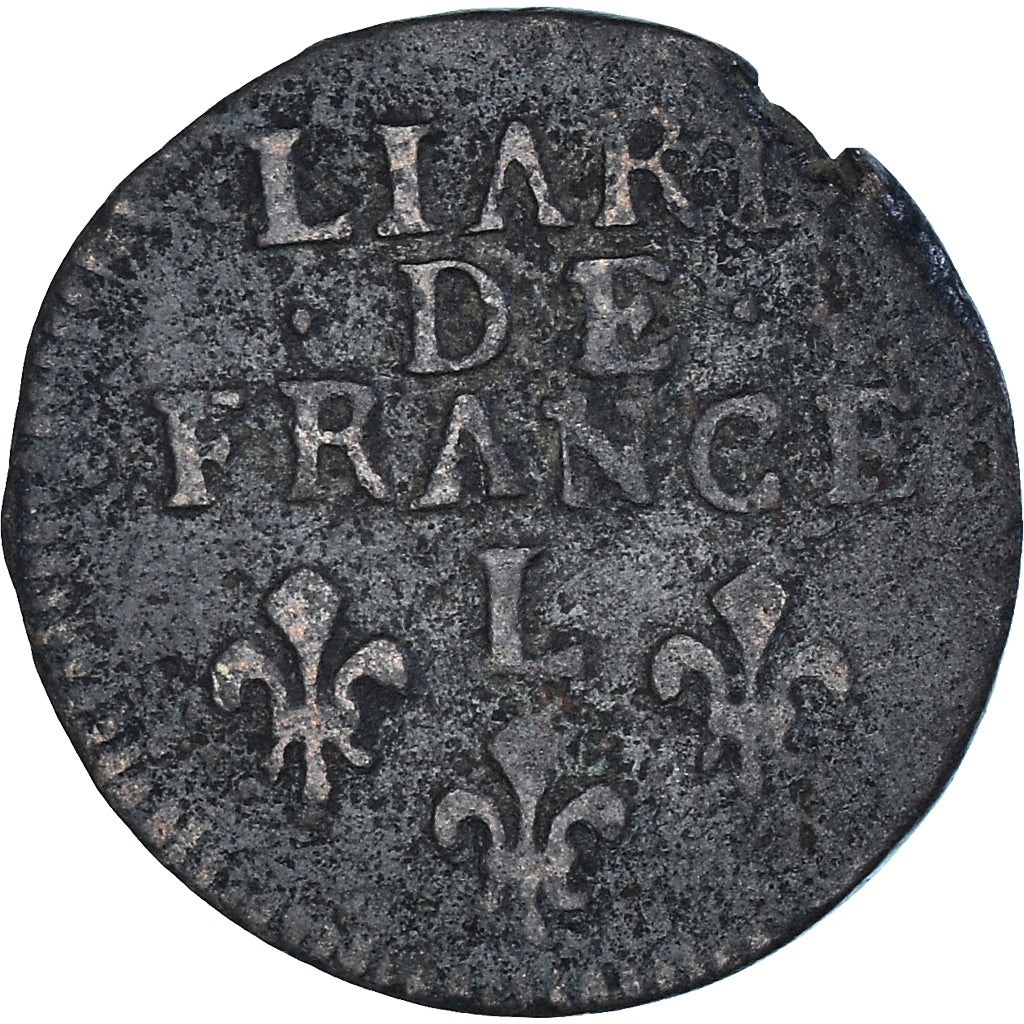 Moeda, França, Louis XIV, Liard de France, Uncertain date, Bayonne, F(12-15)