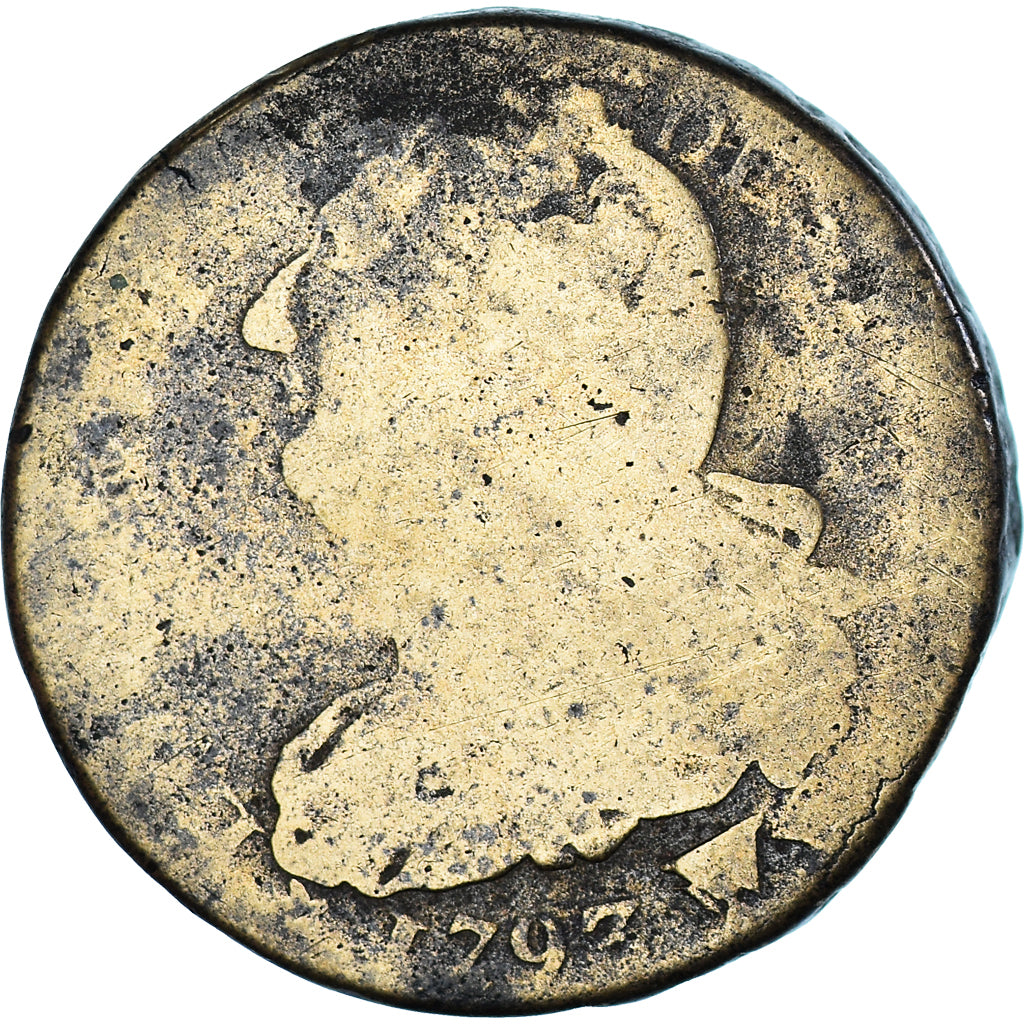 Münze, Frankreich, Louis XVI, 2 Sols, 1793, Arras, SGE, Métal de cloche