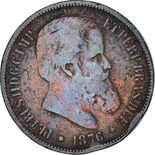 Moneda, Brasil, Pedro II, 40 Reis, 1876, Rare, BC+, Bronce, KM:479