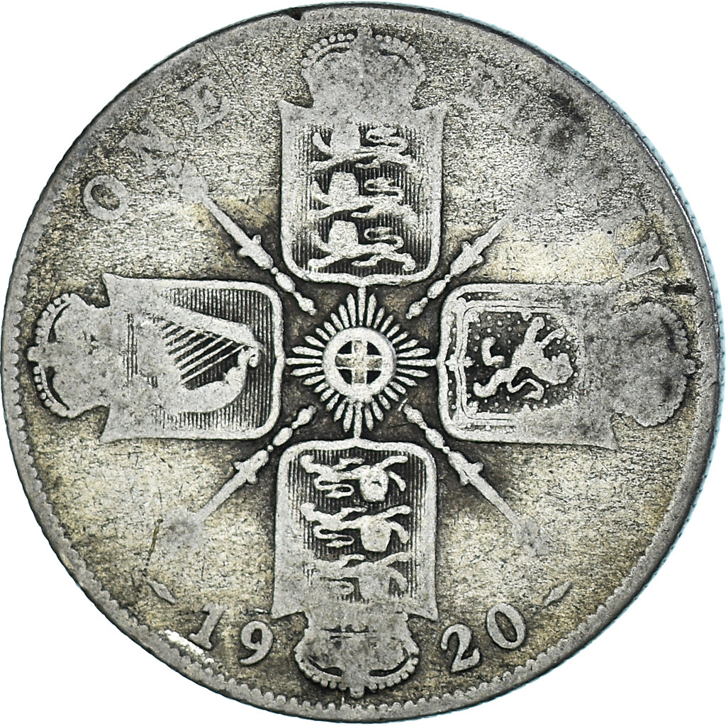 Moneta, Gran Bretagna, George V, Florin, Two Shillings, 1920, B+, Argento