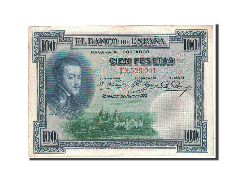 Spain, 100 Pesetas, 1925, KM:69c, 1925-07-01, AU(50-53)