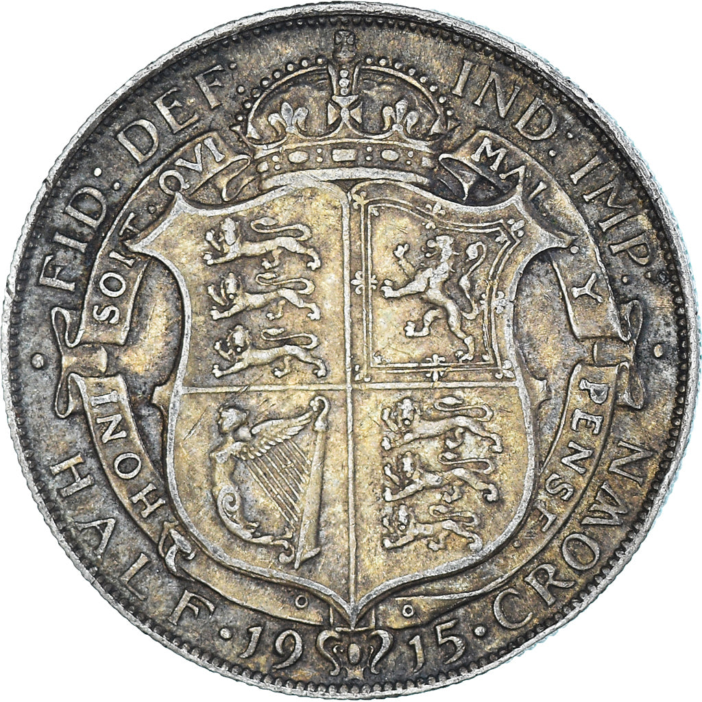 Coin, Great Britain, George V, 1/2 Crown, 1915, EF(40-45), Silver, KM:818.1