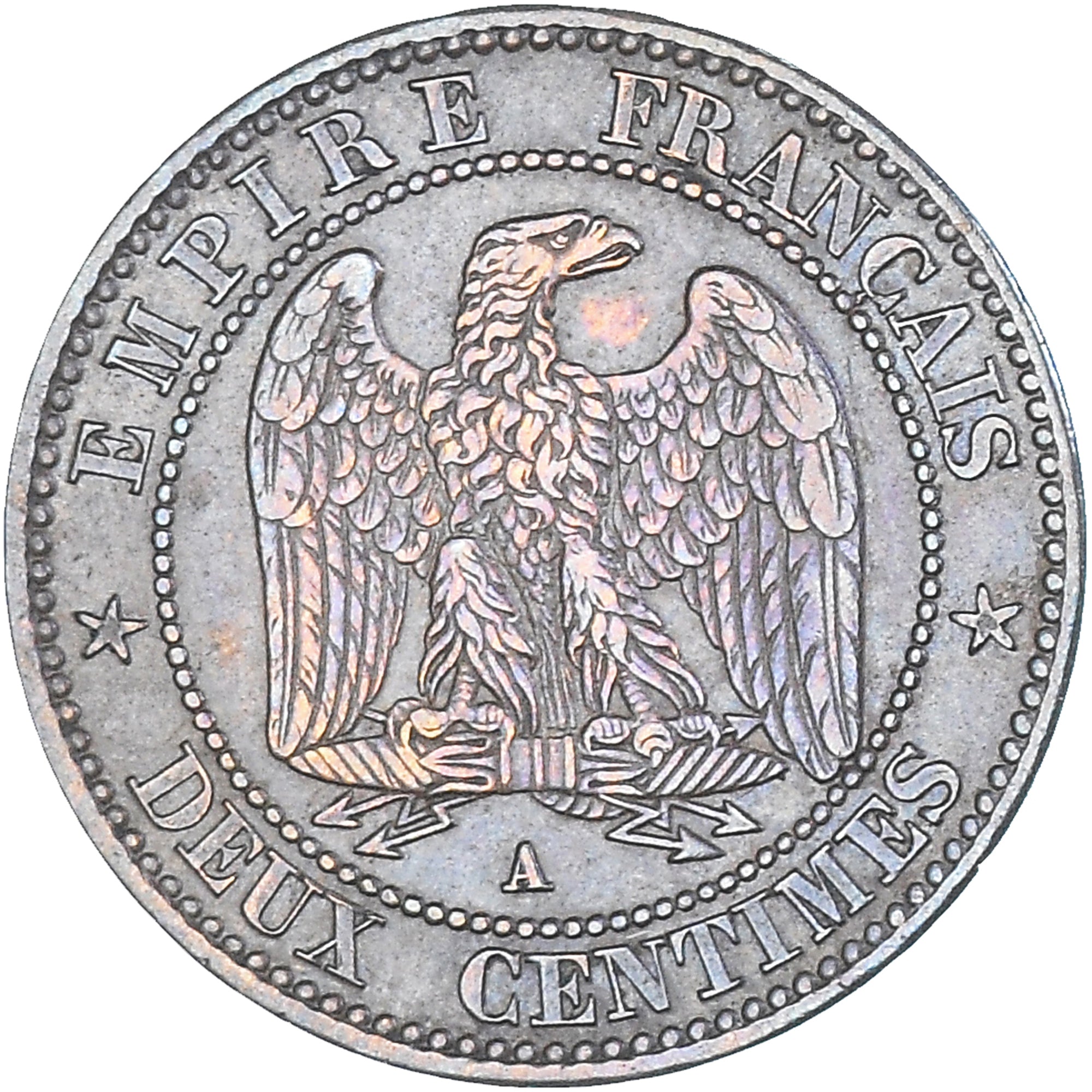 Coin, France, Napoleon III, 2 Centimes, 1862, Paris, AU(50-53), Bronze