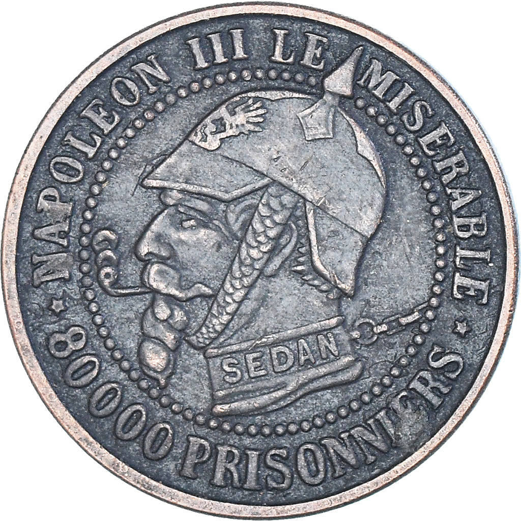 France, Token, Napoléon III, Guerre de 1870, Satirique, EF(40-45), Copper