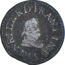 Moneta, Francja, Henri IV, Denier Tournois, 1603, Paris, VF(20-25), Miedź
