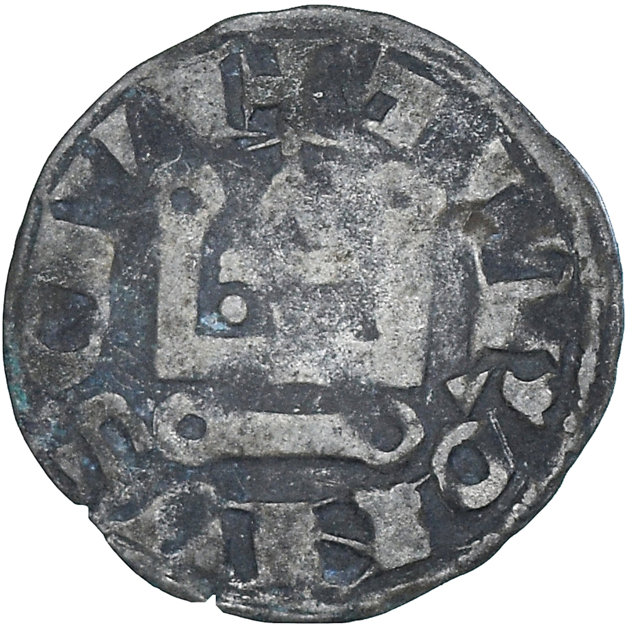 Moneda, Francia, Philip III, Denier Tournois, 1270-1280, BC+, Vellón