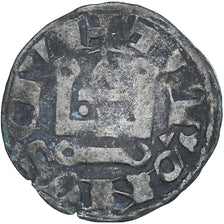 Moneda, Francia, Philip III, Denier Tournois, 1270-1280, BC+, Vellón