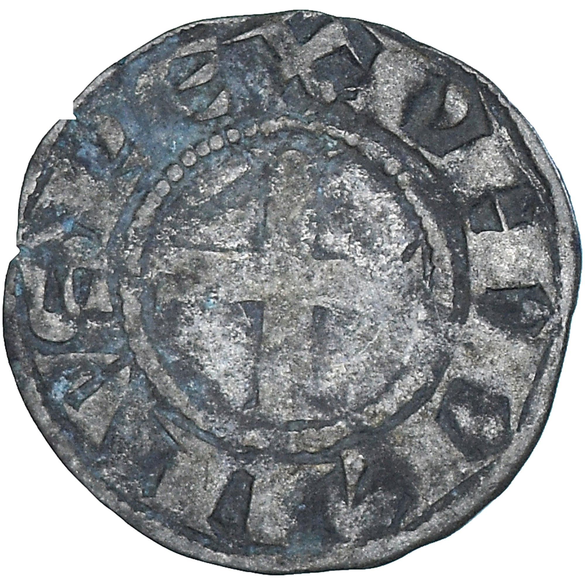 Moneda, Francia, Philip III, Denier Tournois, 1270-1280, BC+, Vellón