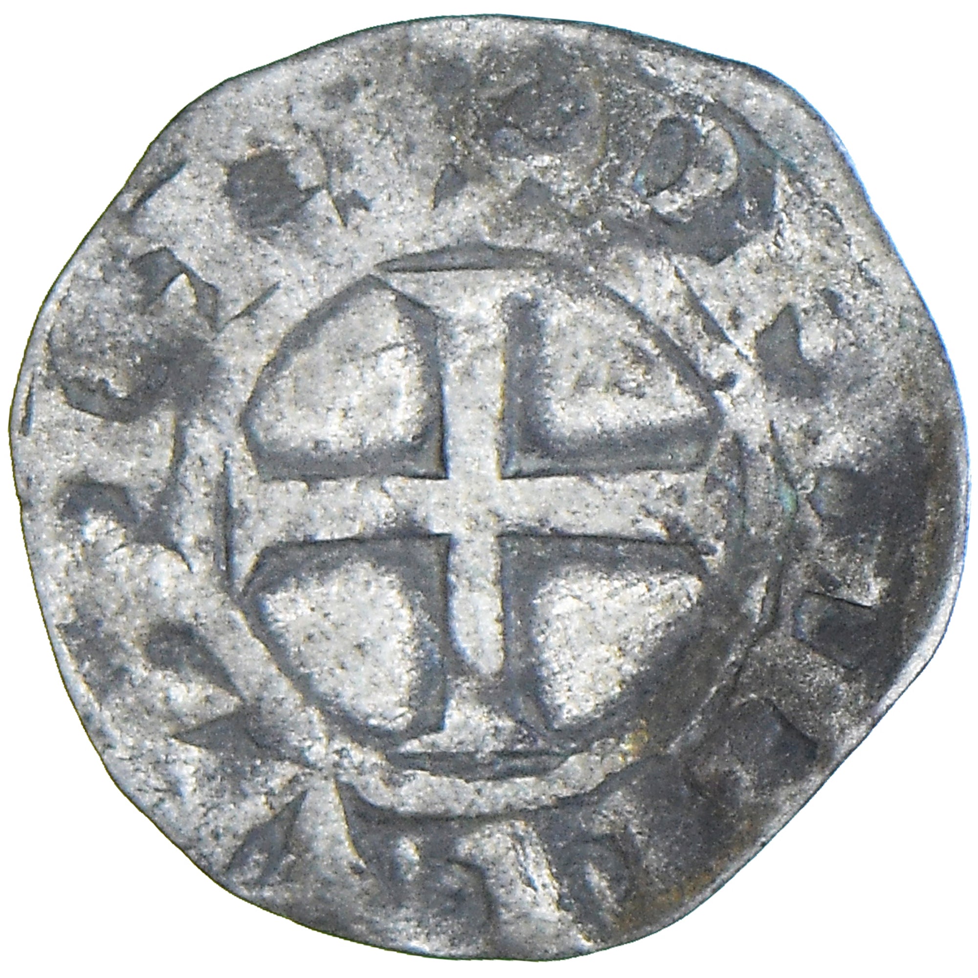 Moneda, Francia, Philip II, Denier, 1180-1223, Saint-Martin de Tours, BC+