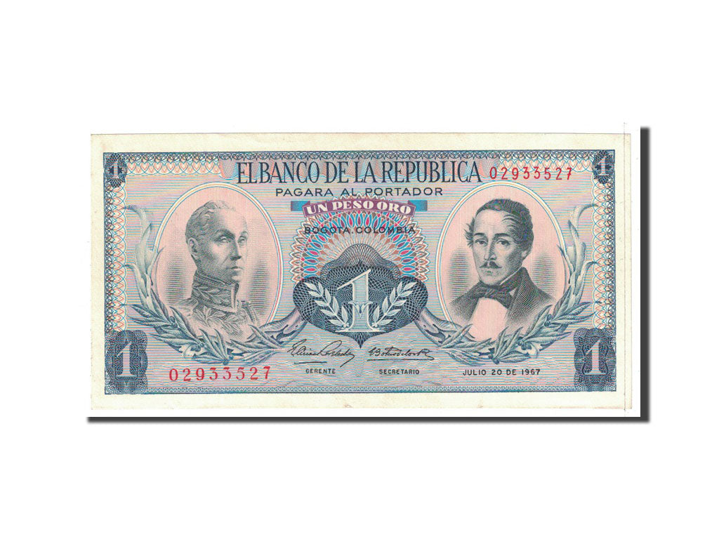 Banknote, Colombia, 1 Peso Oro, 1967, 1967-07-20, KM:404d, UNC(63)