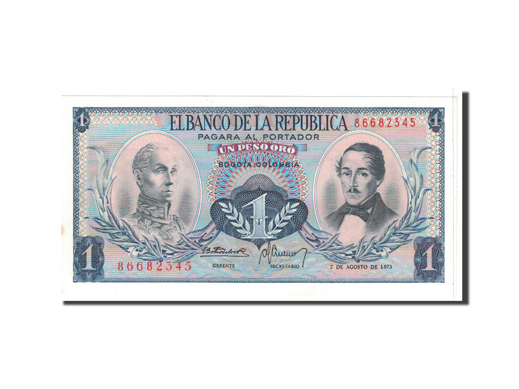Banknote, Colombia, 1 Peso Oro, 1973, 1973-08-07, KM:404e, UNC(65-70)