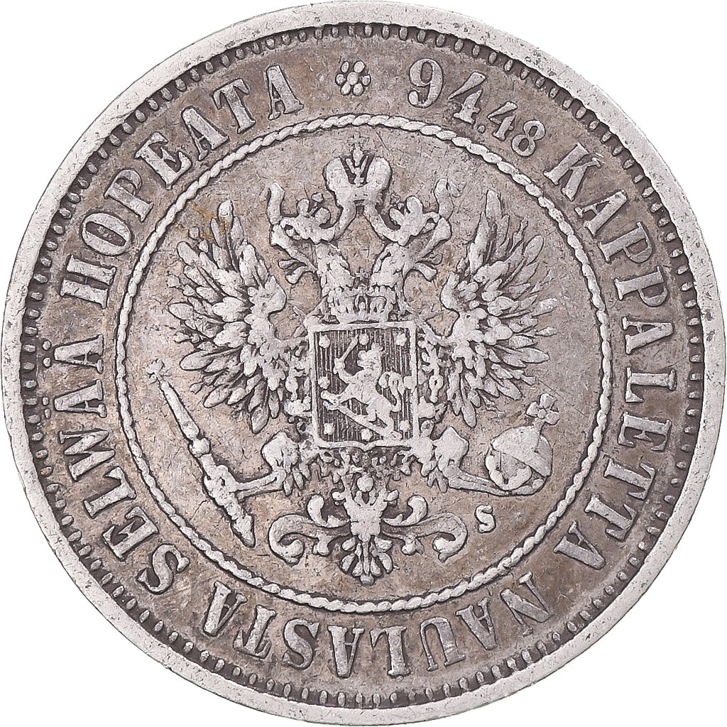 Coin, Finland, Alexander II, Markka, 1874, Helsinki, EF(40-45), Silver, KM:3.2