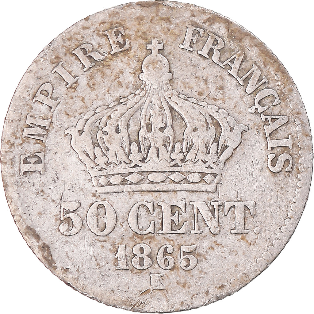 Münze, Frankreich, Napoleon III, 50 Centimes, 1865, Bordeaux, SGE+, Silber