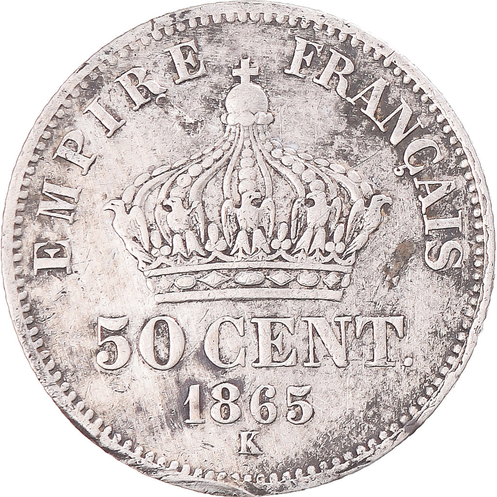 Münze, Frankreich, Napoleon III, 50 Centimes, 1865, Bordeaux, SS, Silber