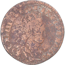 Monnaie, France, Louis XIV, Liard de France, 1656, Pont-de-l'Arche, TB, Cuivre