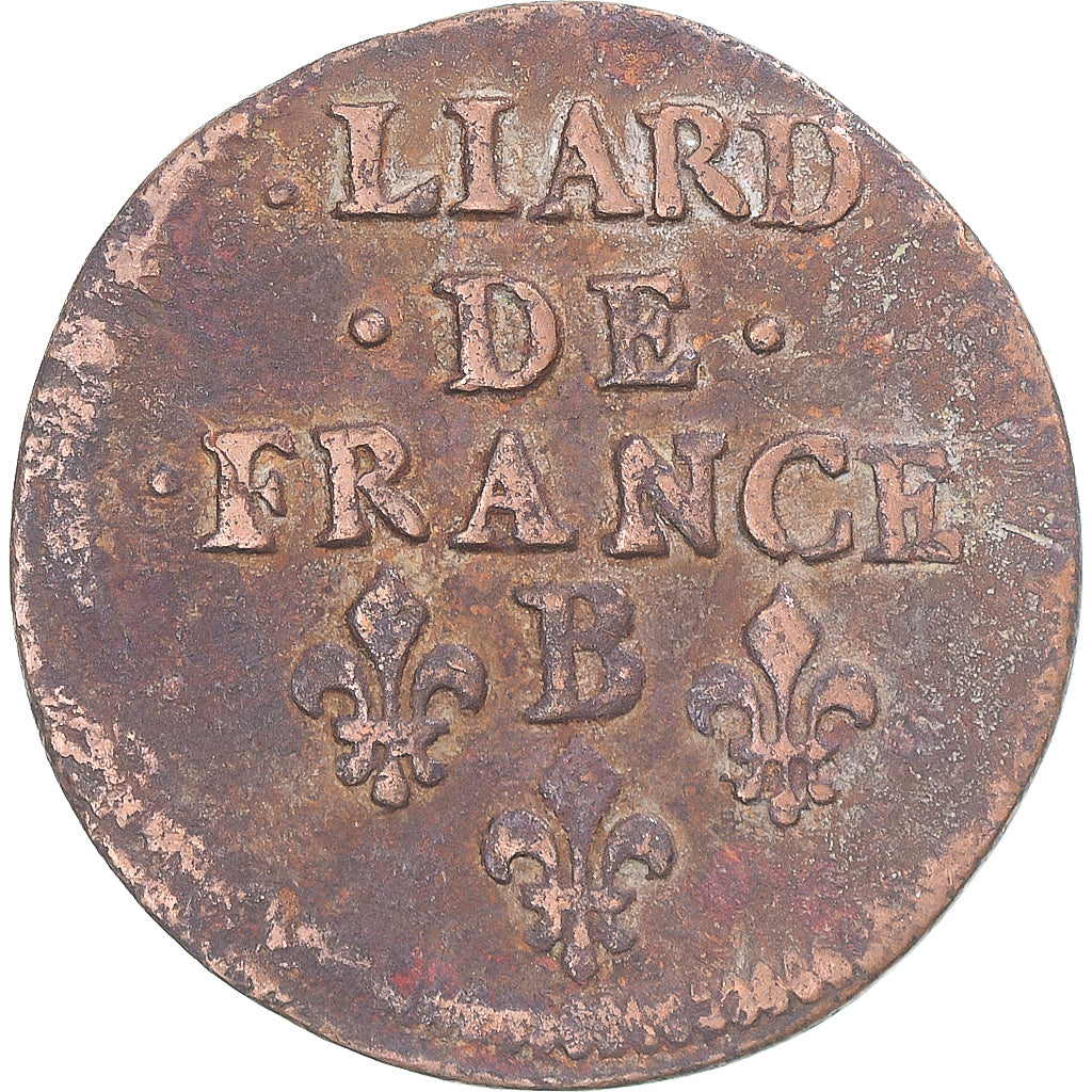 Monnaie, France, Louis XIV, Liard de France, 1656, Pont-de-l'Arche, TB, Cuivre