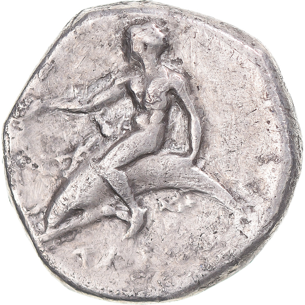 Moneda, Calabria, Nomos, ca. 380-340 BC, Tarentum, BC+, Plata, HGC:1-773