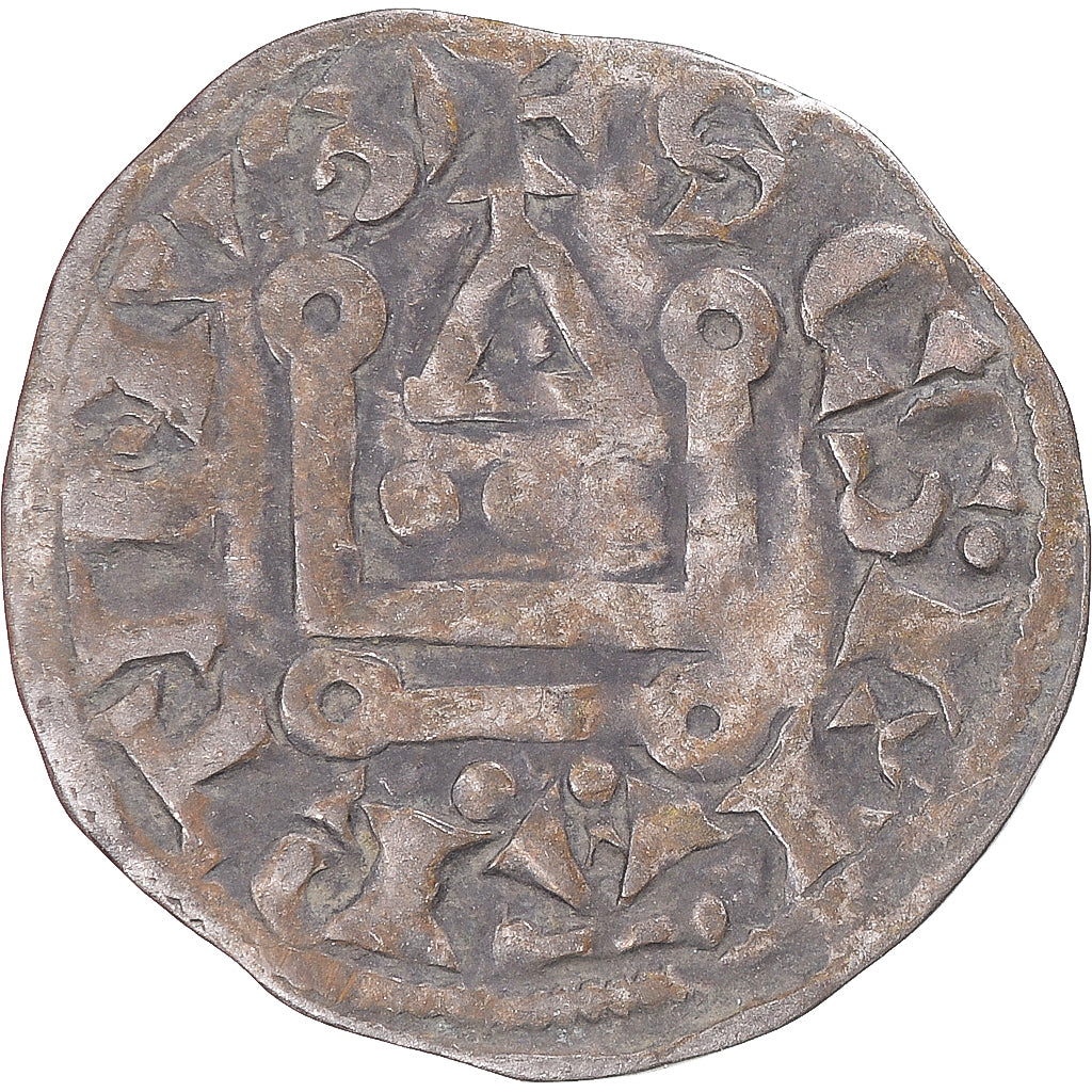 Moneda, Francia, Philip II, Denier, 1180-1223, Saint-Martin de Tours, MBC