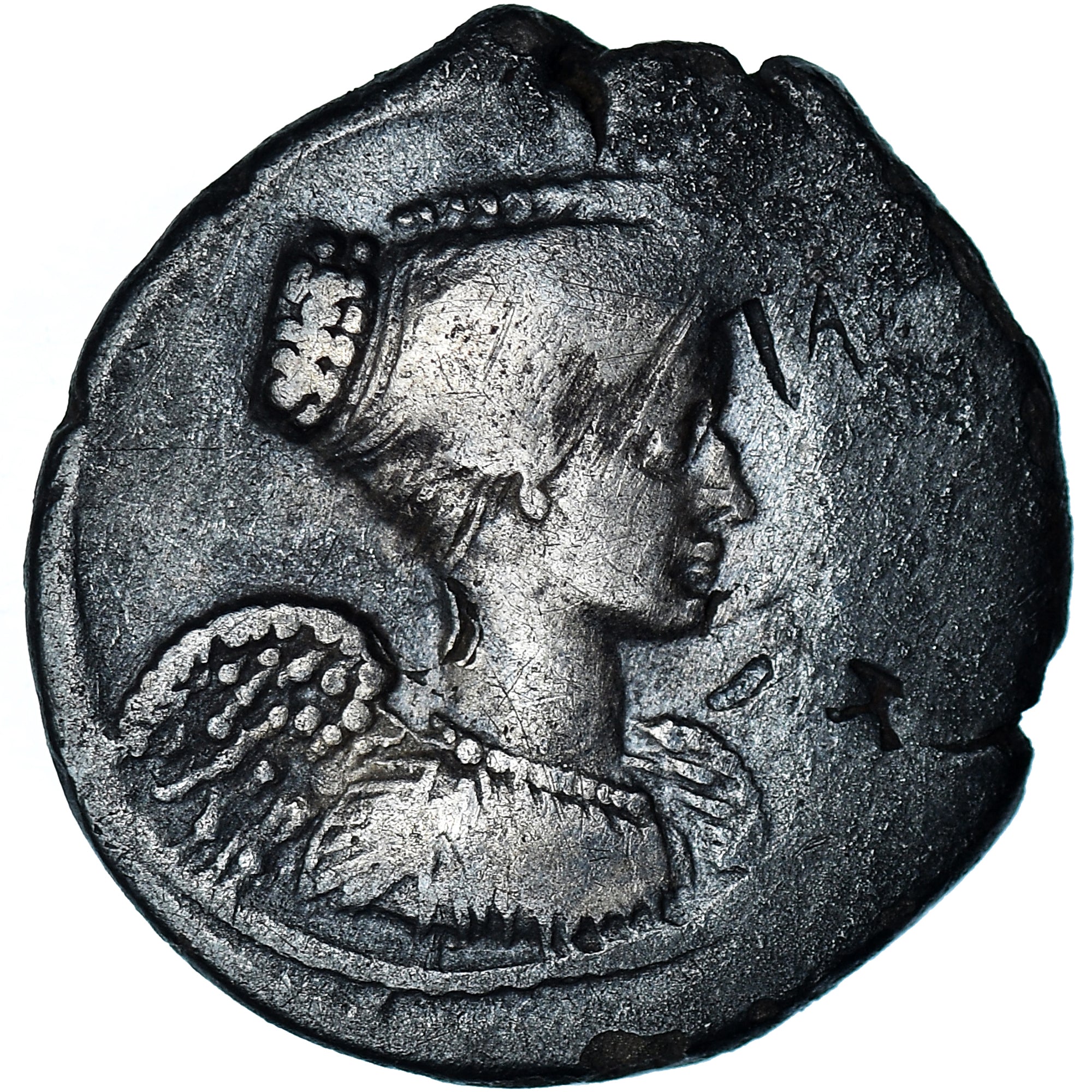 Coin, Mussidia, Denarius, 46 BC, Rome, VF(30-35), Silver, Crawford:464/4