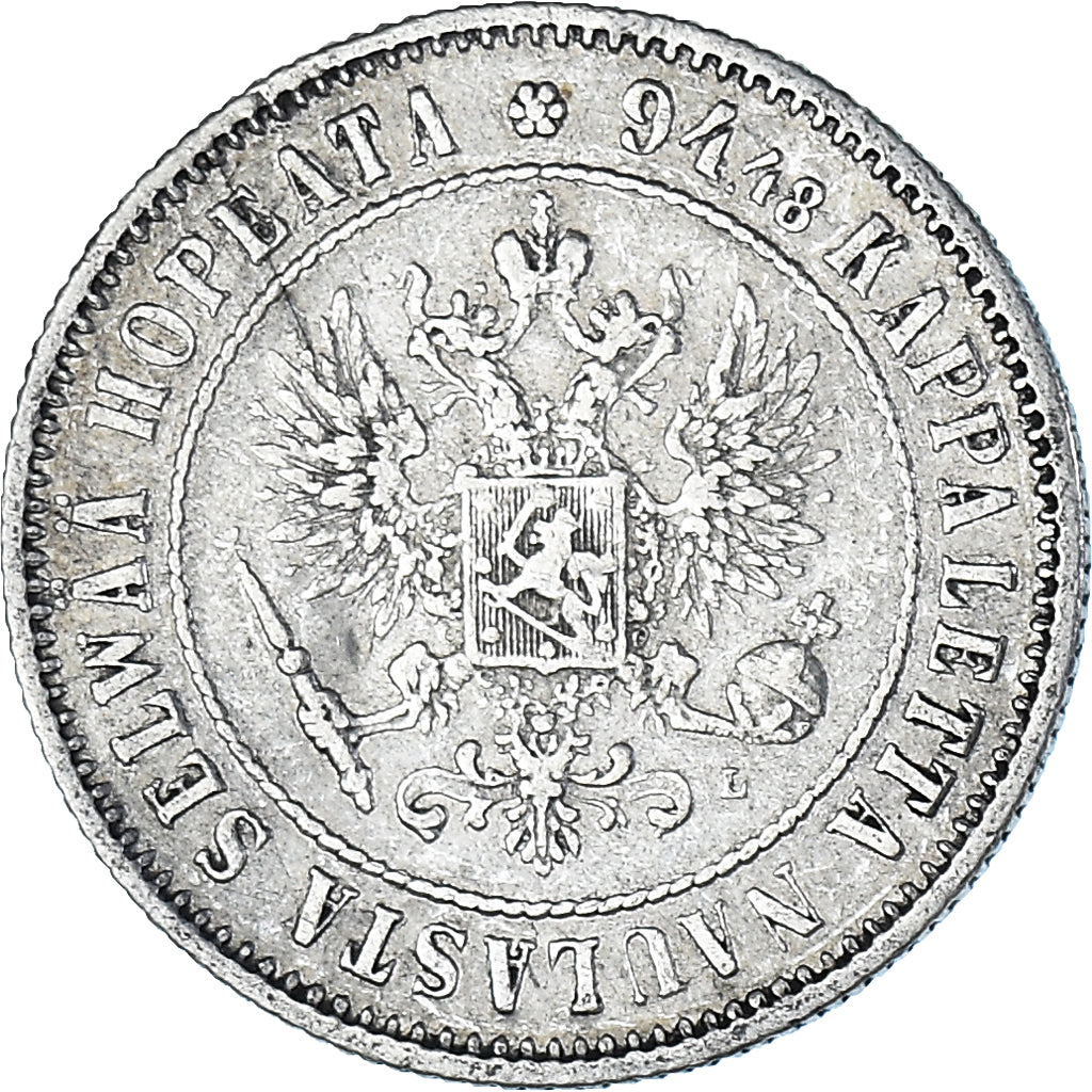 Moeda, Finlândia, Alexander III, Markka, 1892, Helsinki, EF(40-45), Prata
