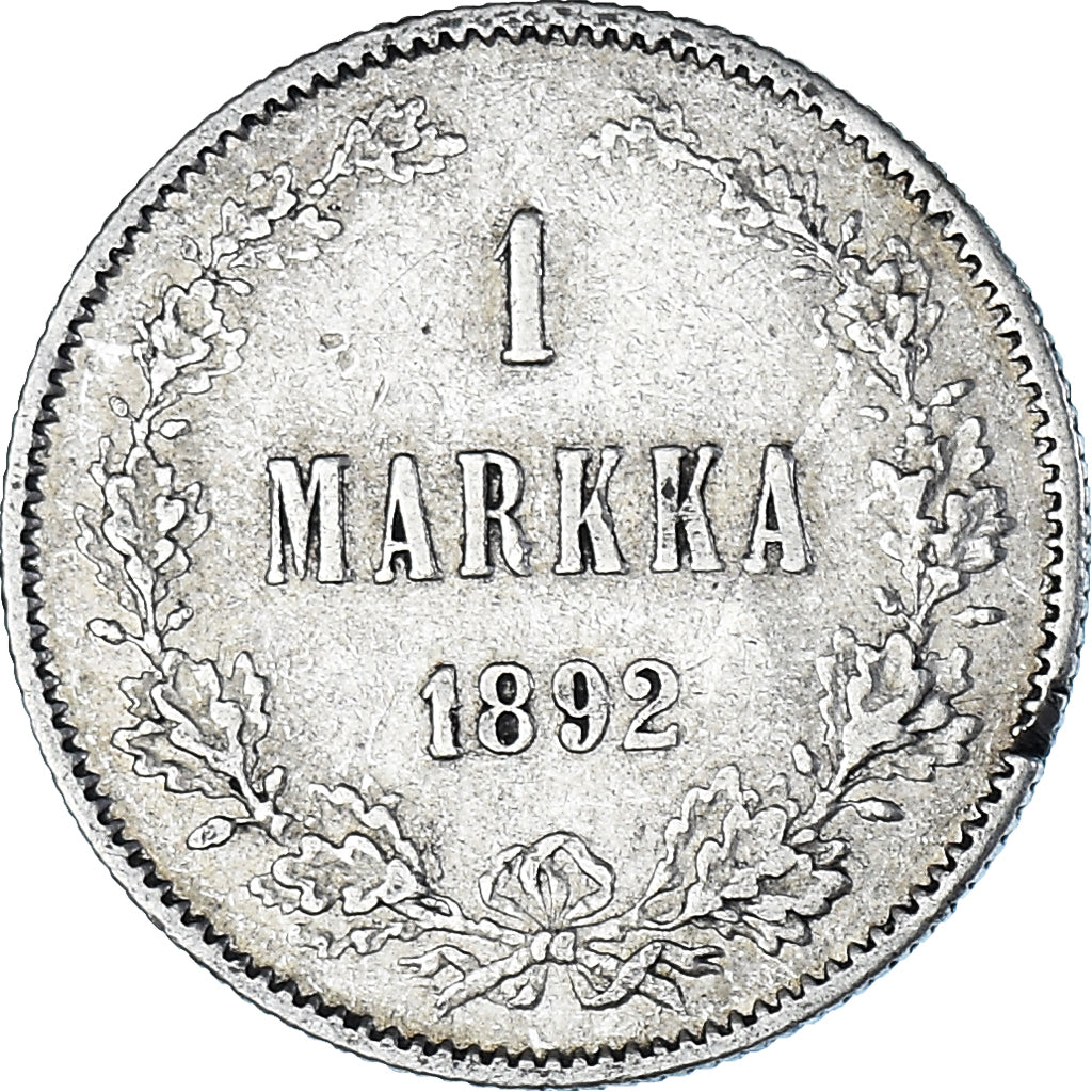 Moeda, Finlândia, Alexander III, Markka, 1892, Helsinki, EF(40-45), Prata