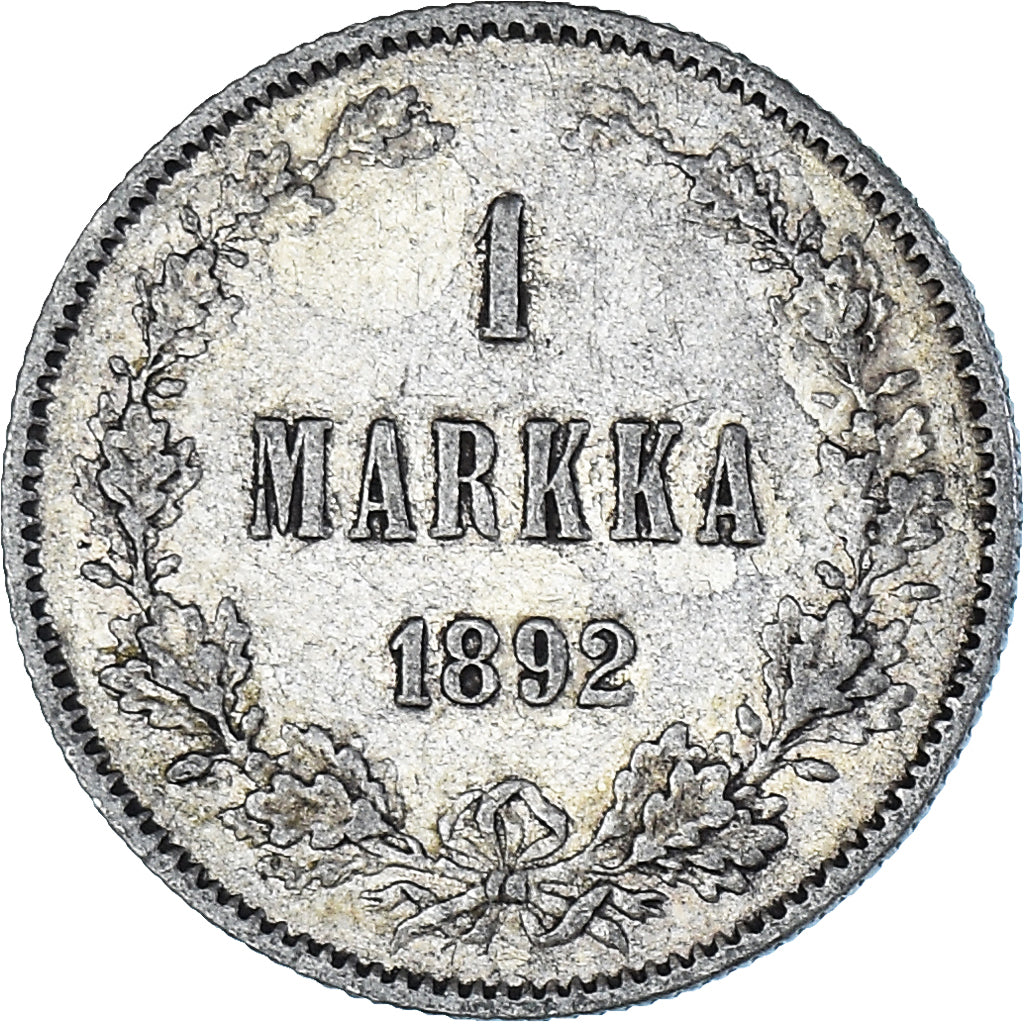 Munten, Finland, Alexander III, Markka, 1892, Helsinki, ZF+, Zilver, KM:3.2