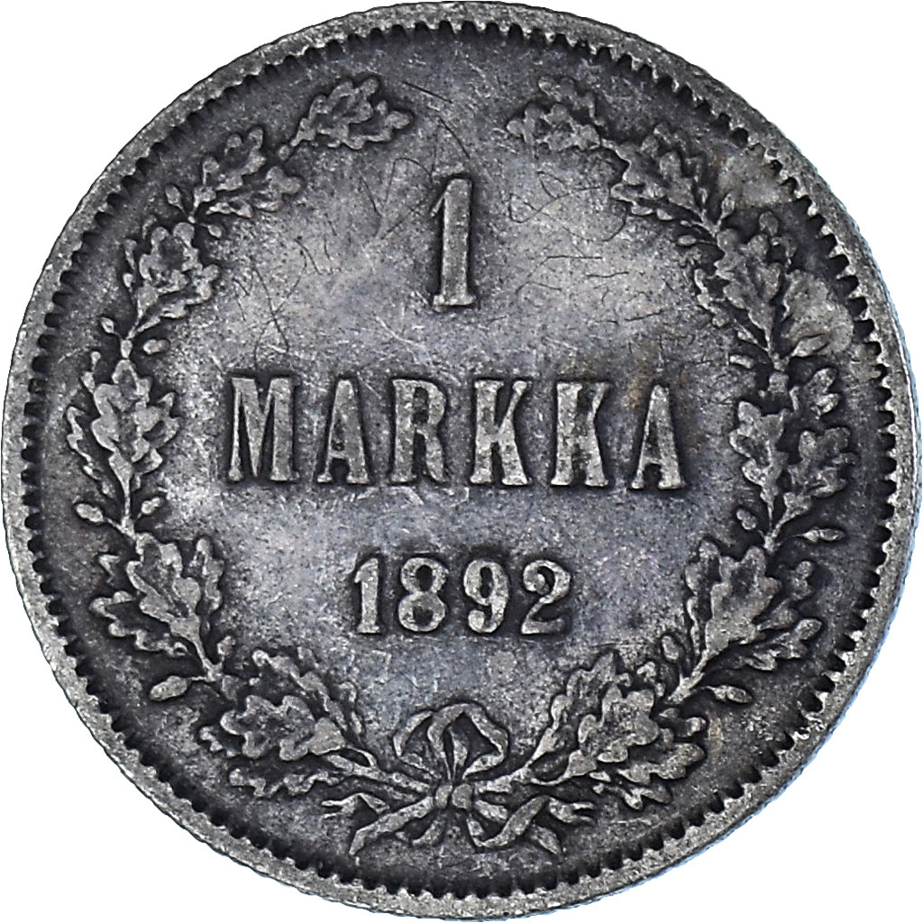 Coin, Finland, Alexander III, Markka, 1892, Helsinki, AU(50-53), Silver, KM:3.2