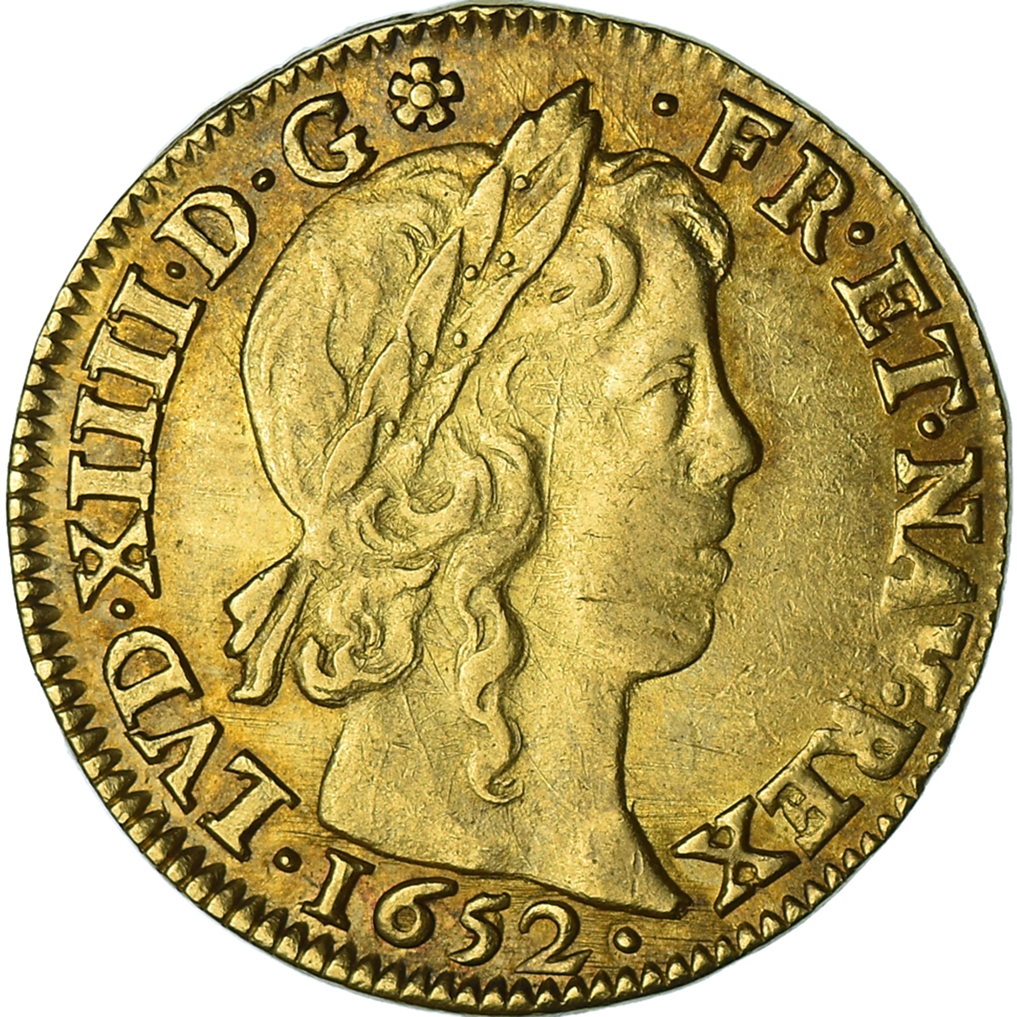 Münze, Frankreich, Louis XIV, Louis d'or à la mèche longue, 1652, Rouen, SS+