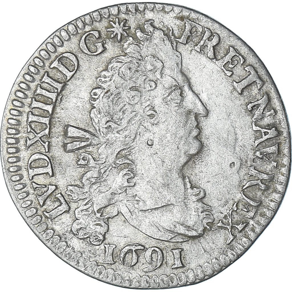 Moneta, Francia, Louis XIV, 4 Sols aux 2 L, 1691, Paris, réformé, BB+