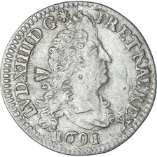 Moneta, Francia, Louis XIV, 4 Sols aux 2 L, 1691, Paris, réformé, BB+