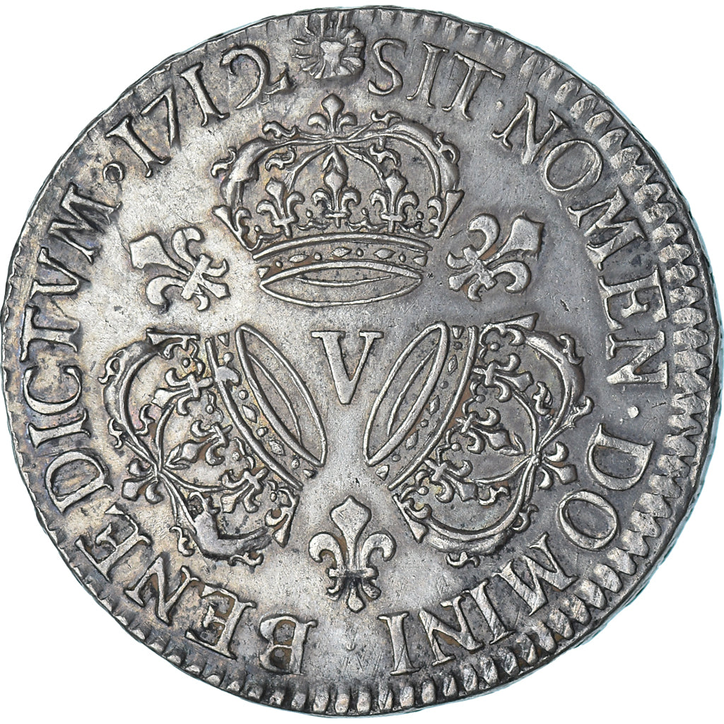 Moeda, França, Louis XIV, 1/2 Ecu aux trois couronnes, 1712, Troyes, AU(50-53)