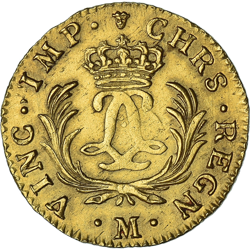 Moneda, Francia, Louis XV, Louis d'or Mirliton, Grandes Palmes, 1724, Toulouse