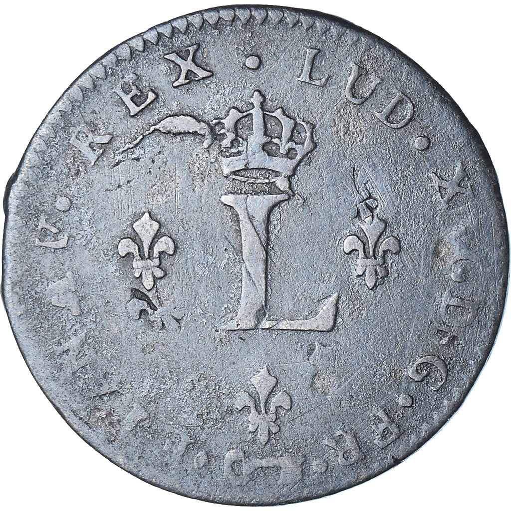 Munten, Frankrijk, Louis XV, Double Sol, 1740, Reims, FR+, Billon, Gadoury:281