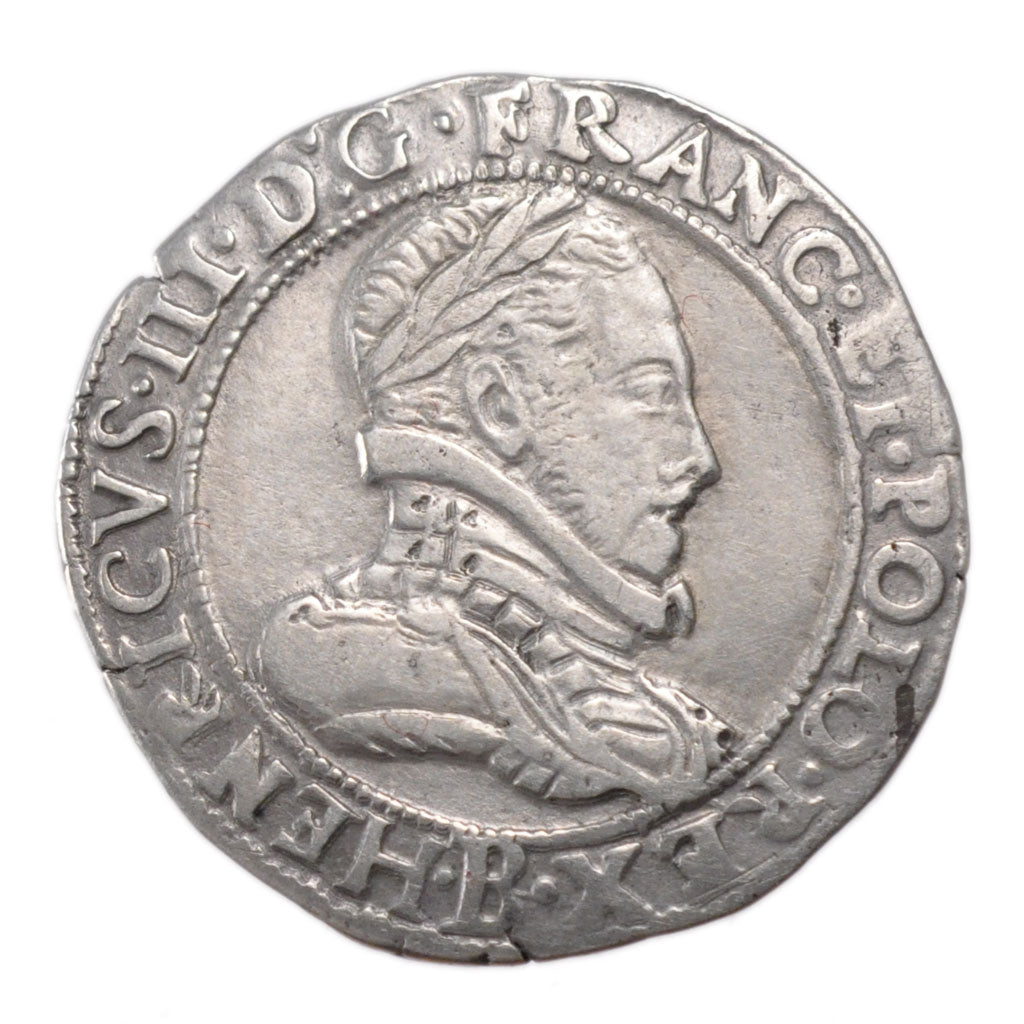 FRANCE, 1/2 Franc, 1577, Rouen, EF(40-45), Silver, Duplessy #1131, 6.80
