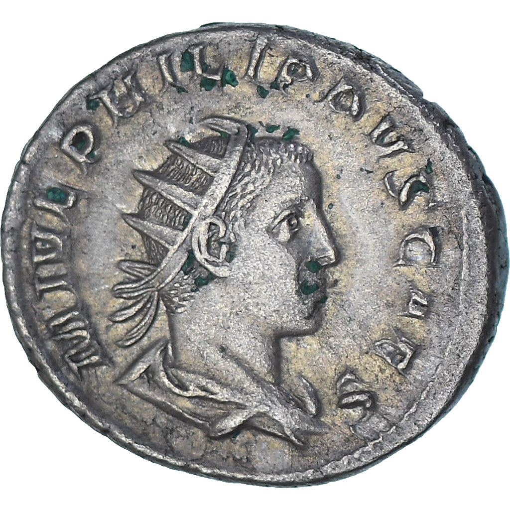 Moeda, Philip II, Antoninianus, 244-246, Rome, AU(50-53), Lingote, RIC:218