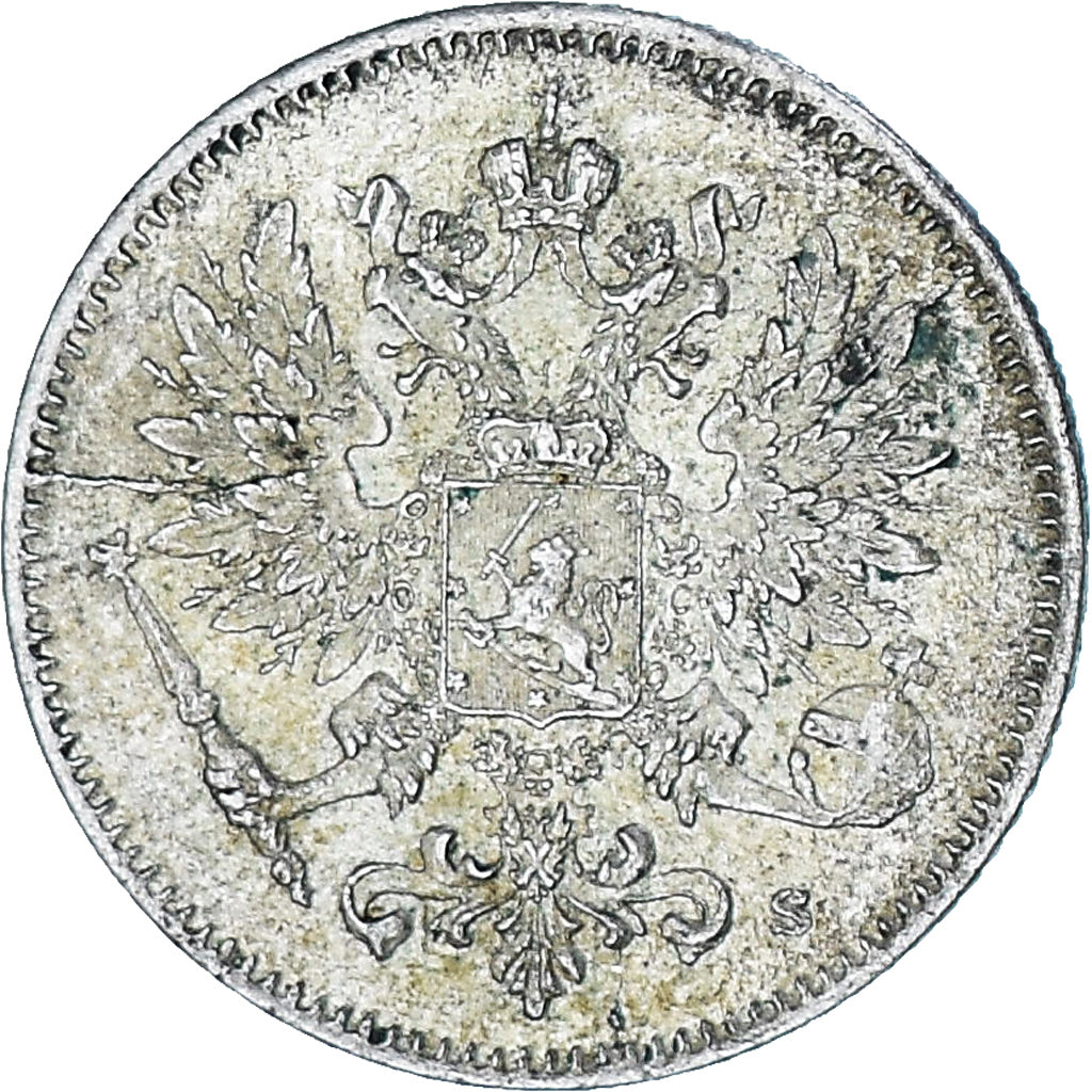 Munten, Finland, Nicholas II, 25 Penniä, 1917, Helsinki, PR, Zilver, KM:6.2