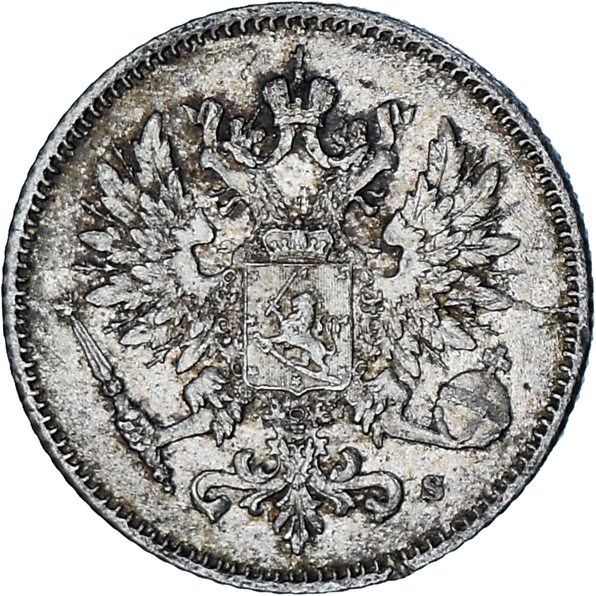 Munten, Finland, Nicholas II, 25 Penniä, 1917, Helsinki, PR, Zilver, KM:6.2