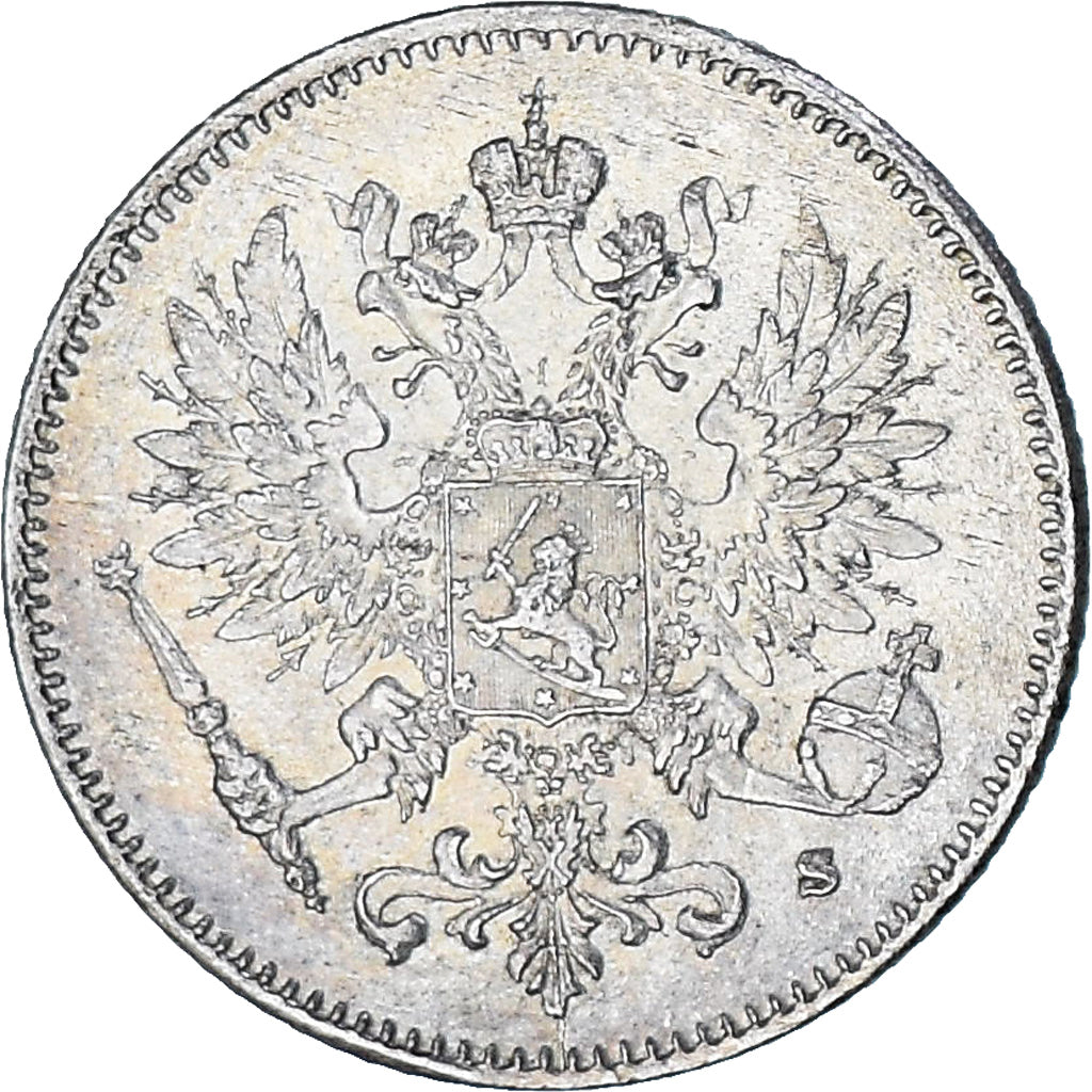 Coin, Finland, Nicholas II, 25 Penniä, 1917, Helsinki, AU(55-58), Silver