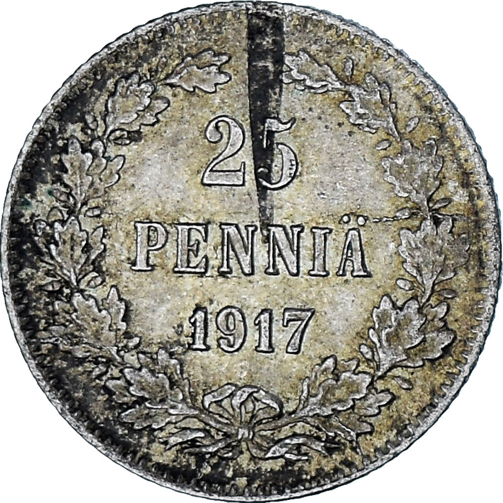 Monnaie, Finlande, 25 Penniä, 1917, Helsinki, SUP, Argent, KM:19