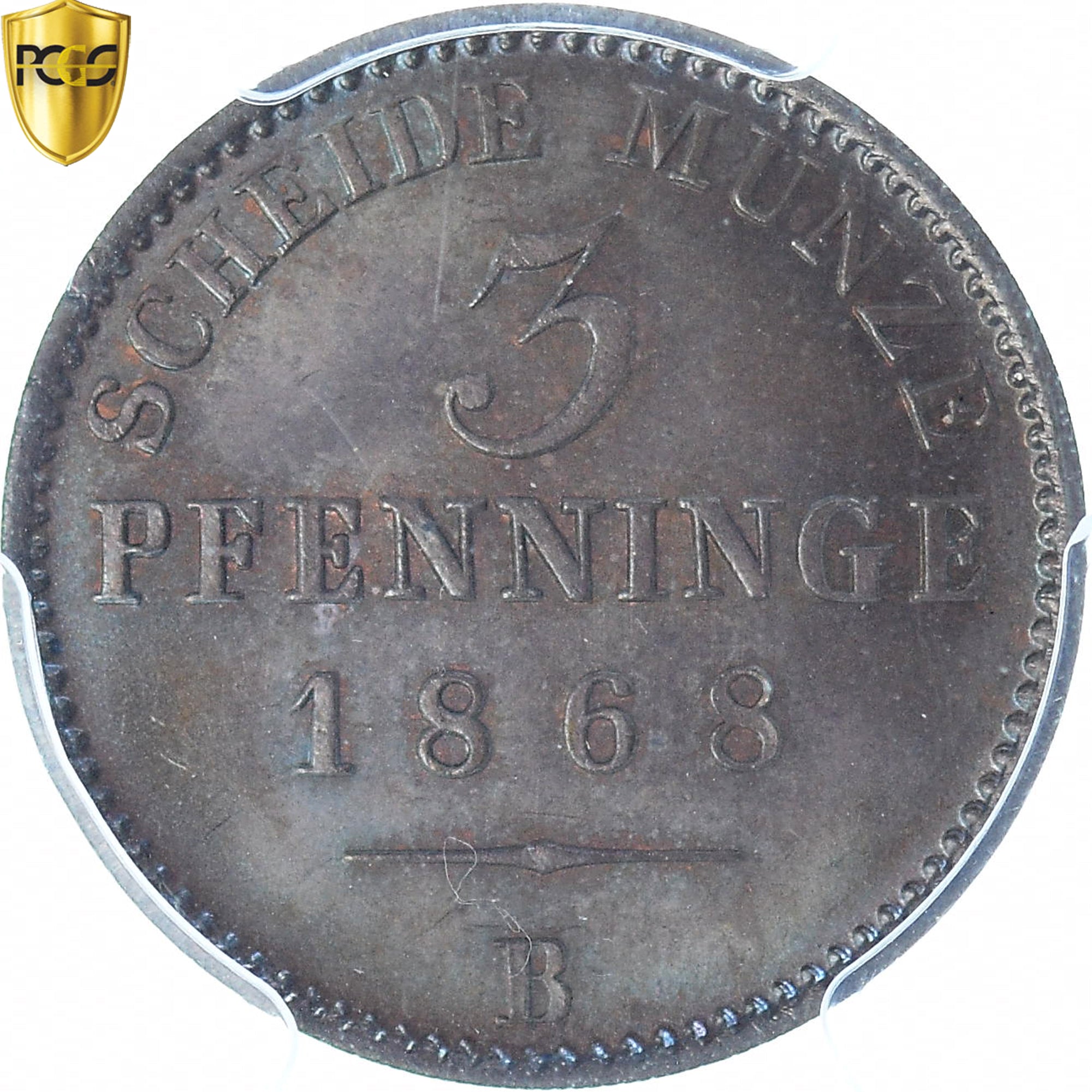 Monnaie, Etats allemands, PRUSSIA, Wilhelm I, 3 Pfennig, 1868, Hannover, PCGS