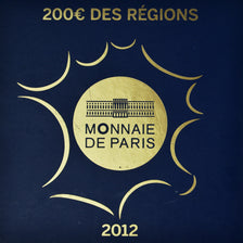 Francia, 200 Euro, Euros des régions, 2012, Monnaie de Paris, FDC, Oro