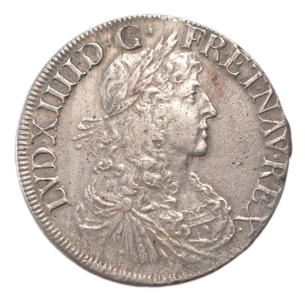 FRANCE, Écu au buste juvénile, ECU, 1664, Bayonne, KM #211.3, EF(40-45), Silver,