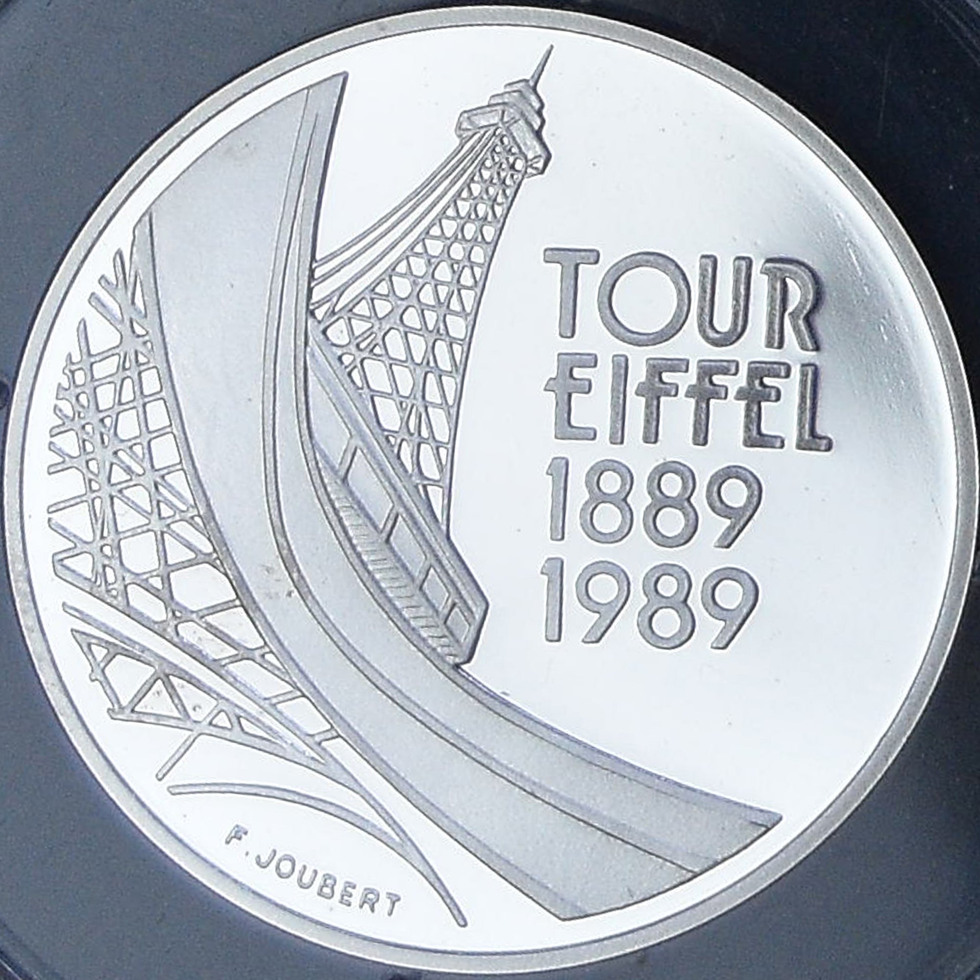 Moneda, Francia, Tour Eiffel, 5 Francs, 1989, Monnaie de Paris, BE, FDC, Plata