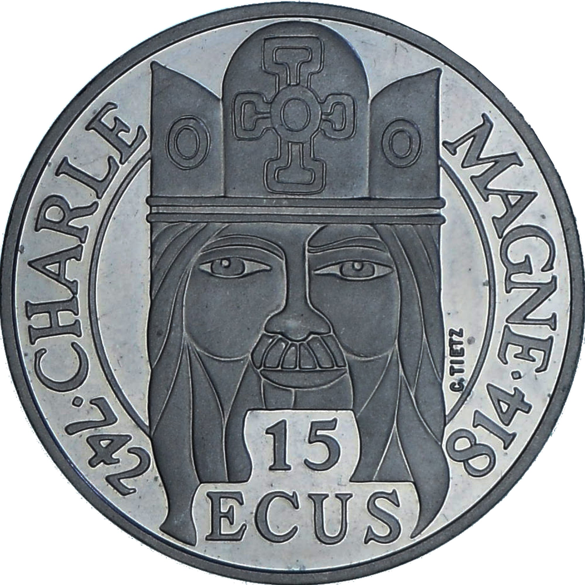 Moneta, Francia, Charlemagne, 100 Francs-15 Ecus, 1990, Paris, BE, SPL+