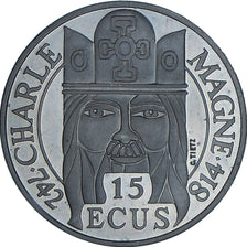 Moneta, Francia, Charlemagne, 100 Francs-15 Ecus, 1990, Paris, BE, SPL+