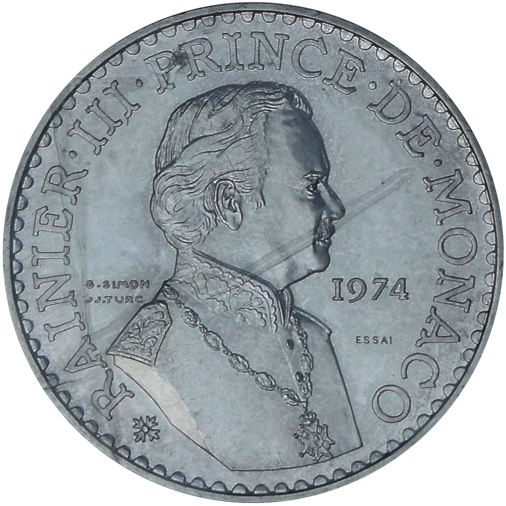 Moneta, Monaco, Rainier III, 50 Francs, 1974, Paris, ESSAI, FDC, Argento